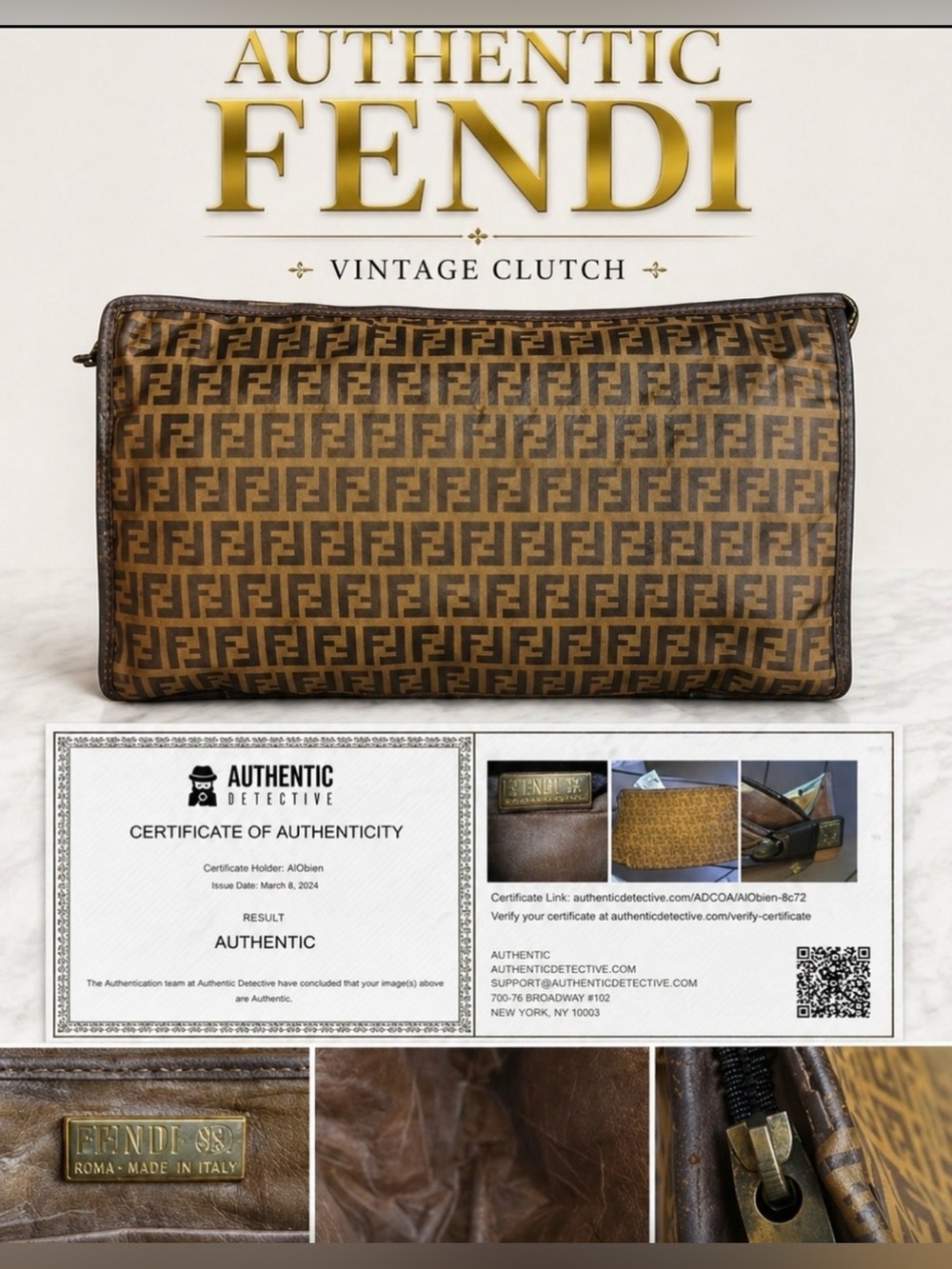 Fendi Brown Monogram Vintage Clutch